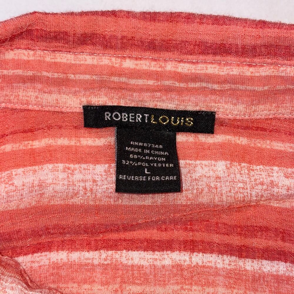 Robert Louis Striped Tunic Coastal Flowy Coral Blouse LG - Picture 6 of 9